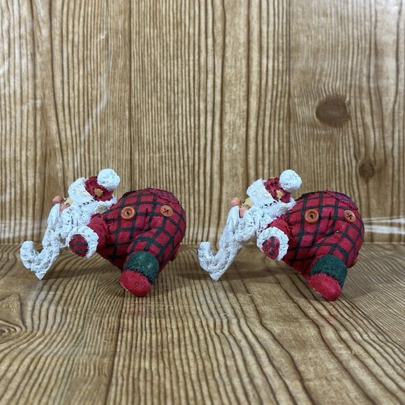 Retro Santa Stocking‎ Hanger Christmas Collection Cottage Patchwork Lot Of 2 - Picture 2 of 7